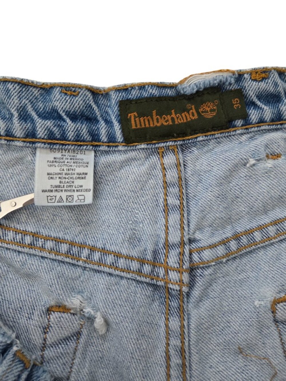 Timberland Jeans Mens 35x34 Distressed Baggy Straight Grunge Workwear Denim - Picture 5 of 16